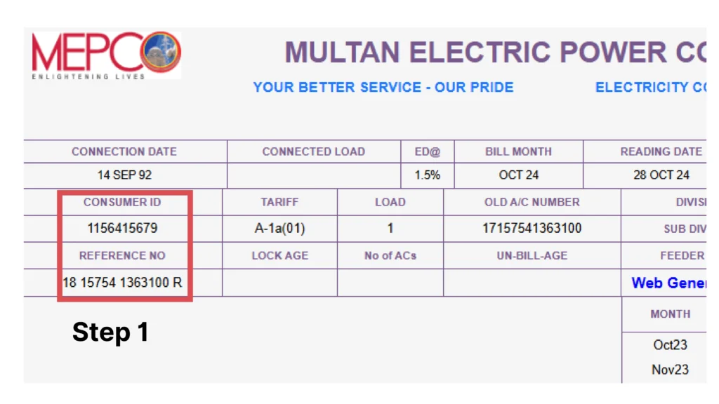Duplicate MEPCO Bill